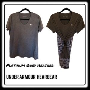 Under Armour HeatGear Platinum Grey Heather workout shirt. size Large.